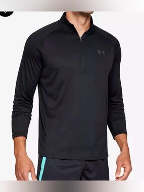 Under Armour Men’s Black Loose Fit 1/4 Zip Heatgear Long Sleeve Workout Top M